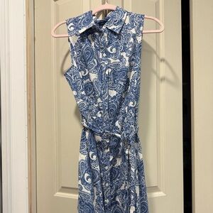 Tommy Hilfiger Blue and White Paisley Midi Dress